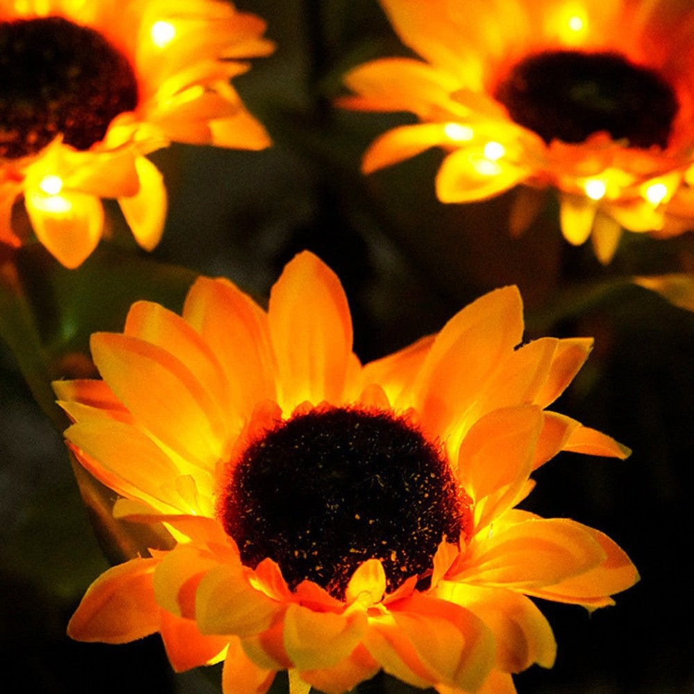 1-8pc Solar Sunflowers Outside Garden Lawn Lights - janceysfanceys