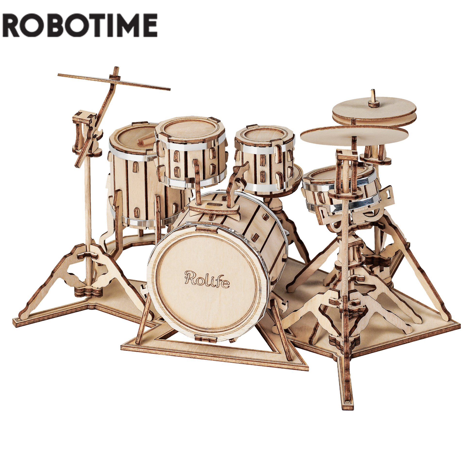 Robotime 3D Musical Instrument Wooden Puzzle Game Assembly Saxophone Drum 4 Kinds DIY Kit Accordion Cello Toy Gift for Children - janceysfanceys