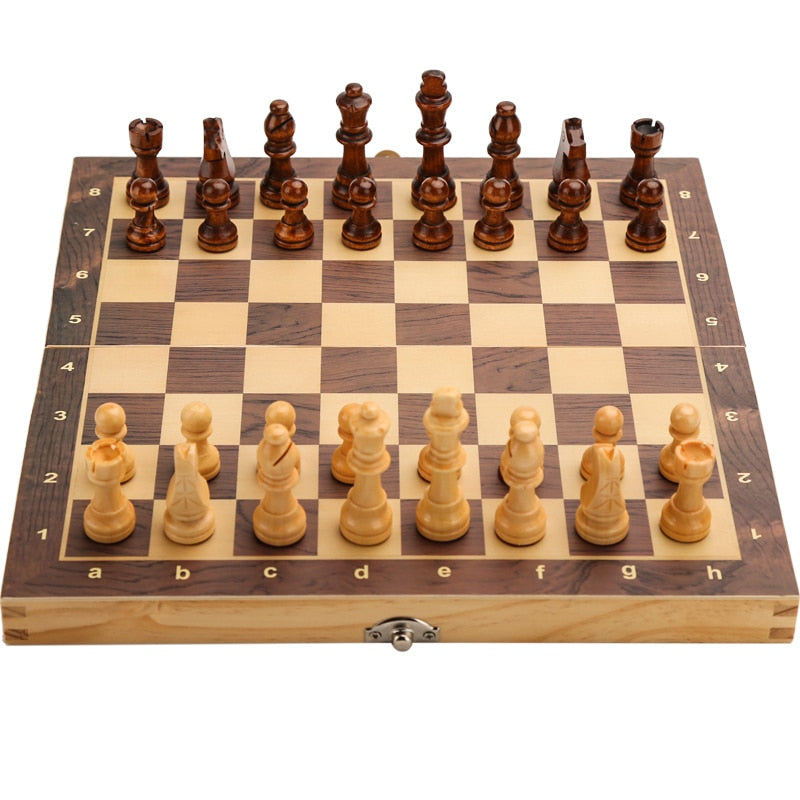 Large Magnetic Wooden Folding Chess Set - janceysfanceys