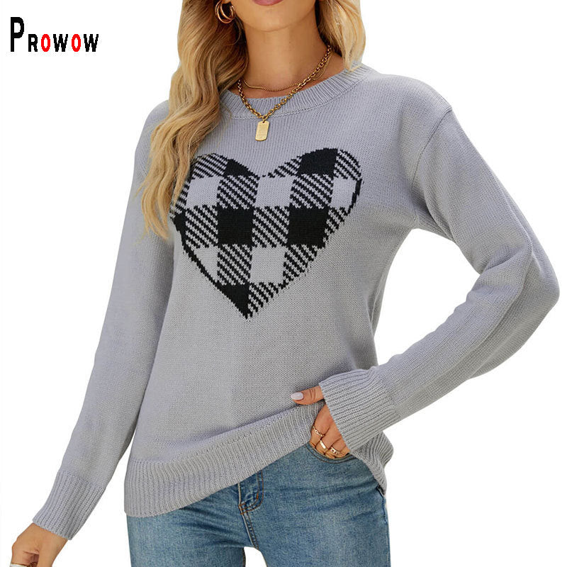 Lovely Heart Plaid Long Sleeve Top