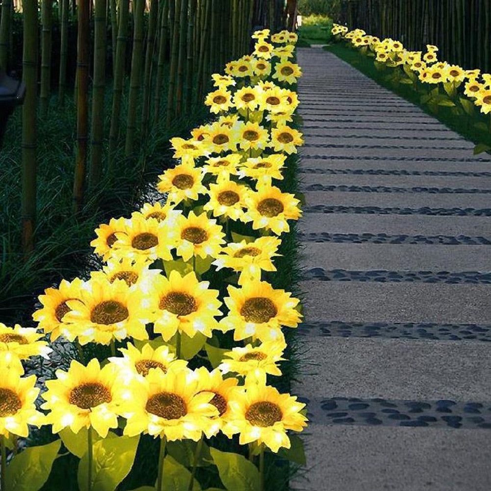 1-8pc Solar Sunflowers Outside Garden Lawn Lights - janceysfanceys