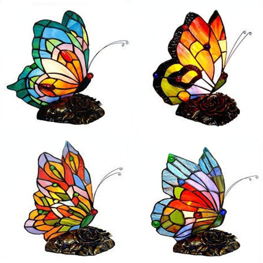 Tiffany Table Lamp Retro Stained Glass Butterfly - janceysfanceys