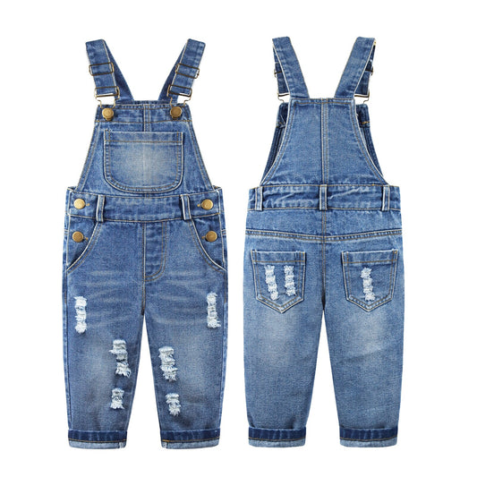 KIDSCOOL SPACE Toddler Girls Boys Denim Jean Overalls Playsuit - janceysfanceys